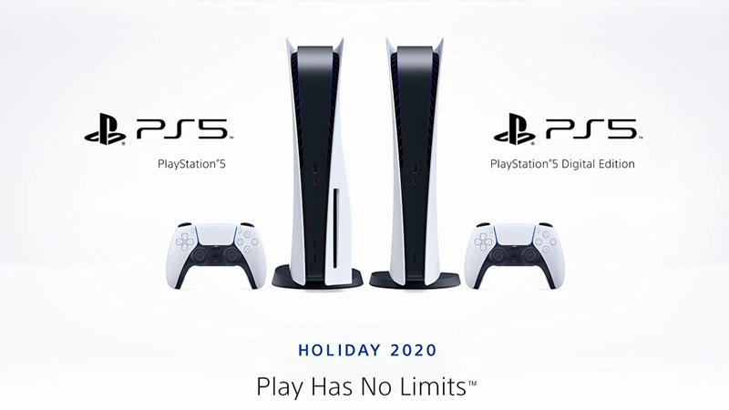Duas versões do PlayStation 5, a digital e a padrão